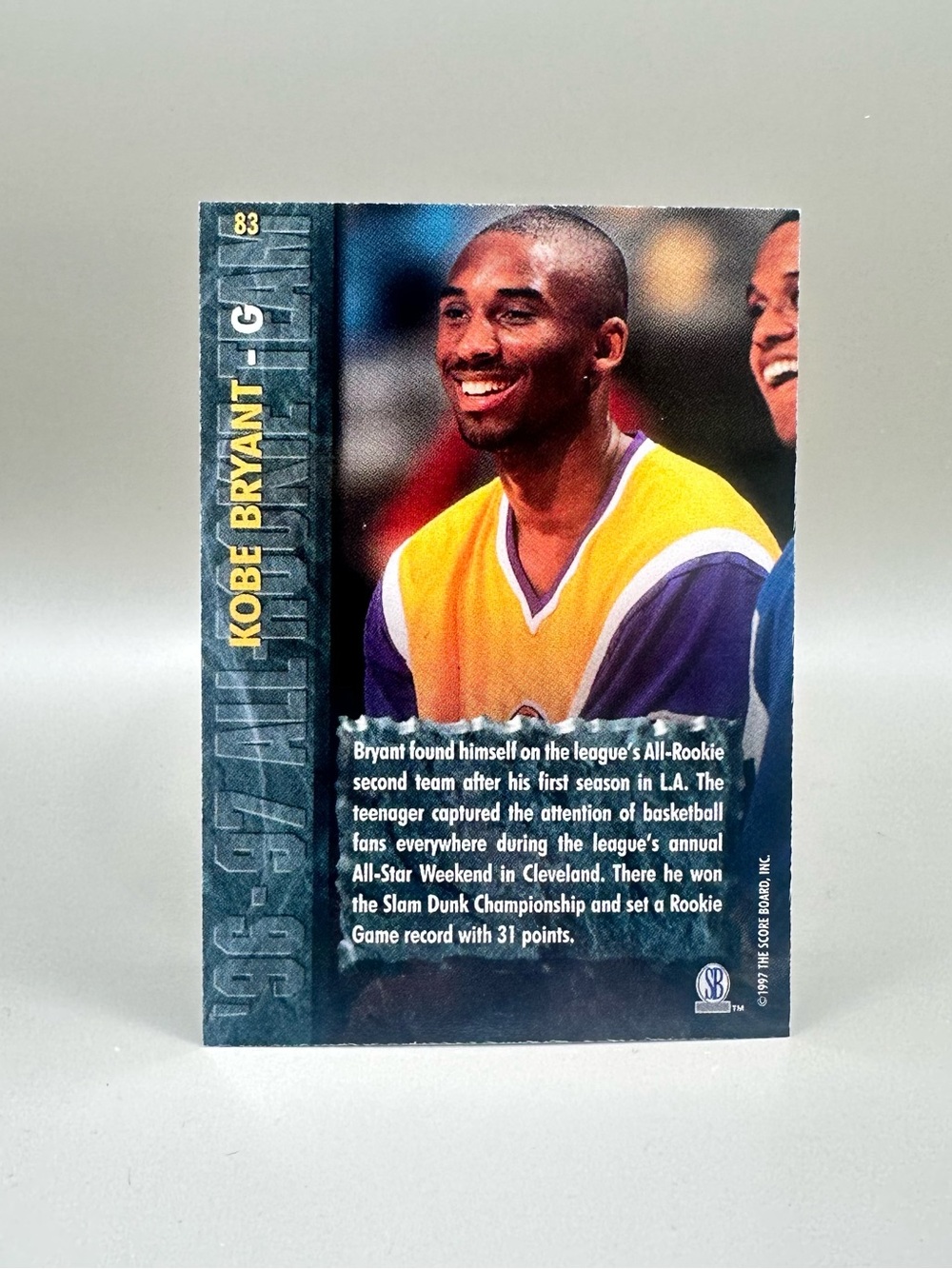 Kobe Bryant 1997 Score Board Basketball Rookies #83 Novelty Card. LA Lakers. - Picture 2 of 2
